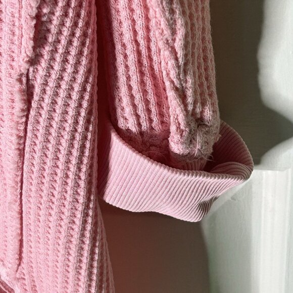 Free People We The Free Top Medium Pink Oversized V-Neck Waffle Travis Polo - Picture 6 of 9